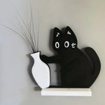 aimants réfrigérateur chat moustaches dessin animé vase noir blanc ornement collection autocollant