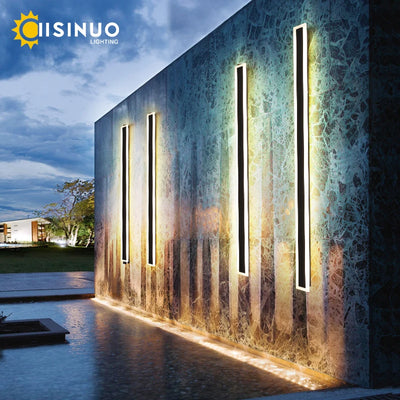 Grande applique murale LED étanche noire pour jardin
