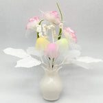bouquet fleurs artificiel rose blanc feuilles vertes vase blanc moderne déco