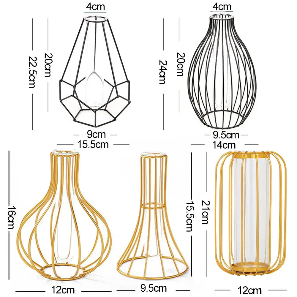 vase decoratif moderne noir or motif geometrique transparent decoration maison