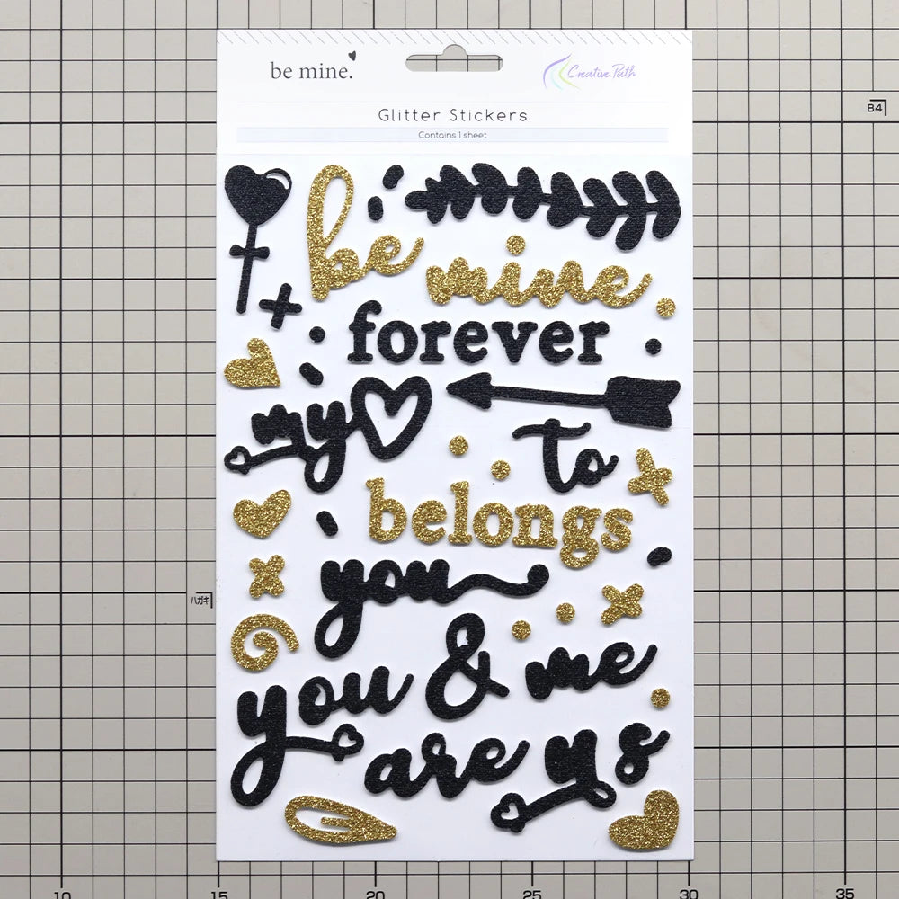 stickers décoratifs 3d pailletés lettres cœurs romantiques scrapbooking agenda journalisation