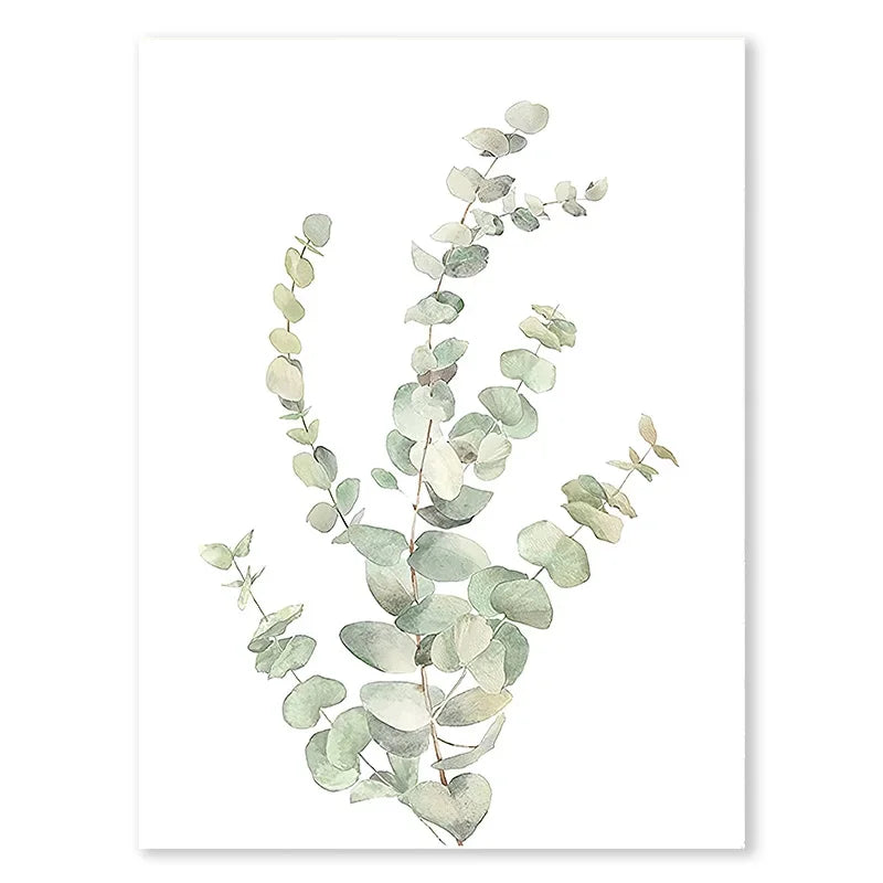 affiches murales toile feuilles stylisées minimaliste naturel vert clair blanc encadrées