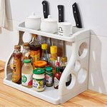 étagère cuisine blanc moderne adhésif perforations rondes couteaux condiments rangement multifonctionnel