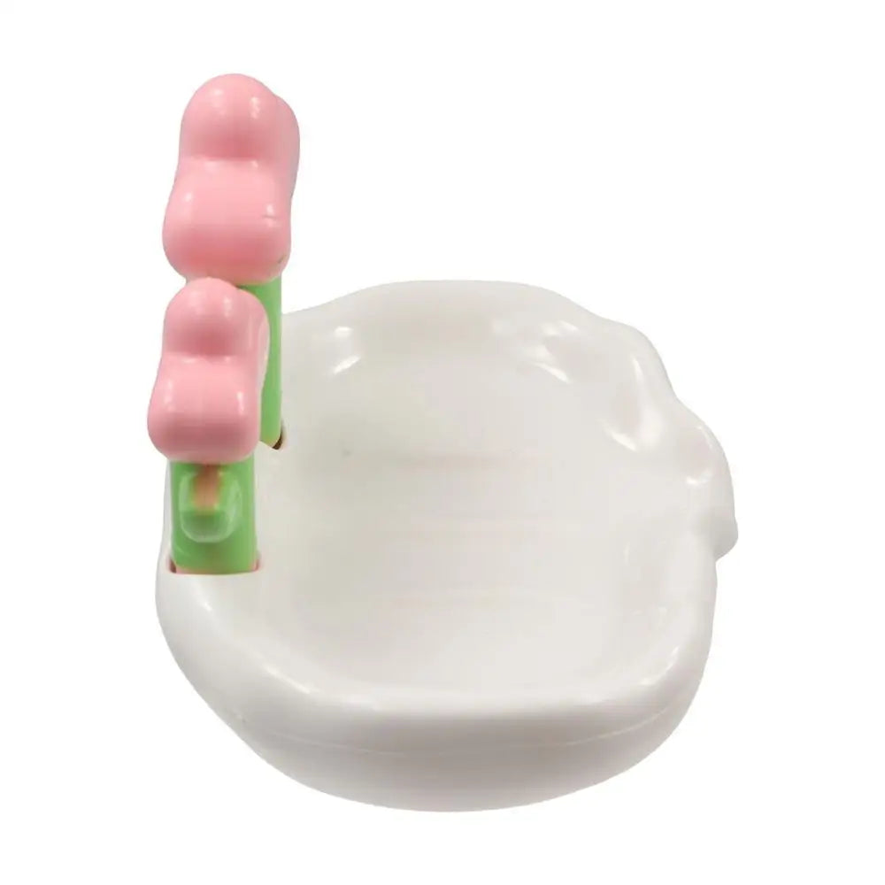 porte savon floral blanc rose fleurs stylisées moderne élégant salle bainDecoration