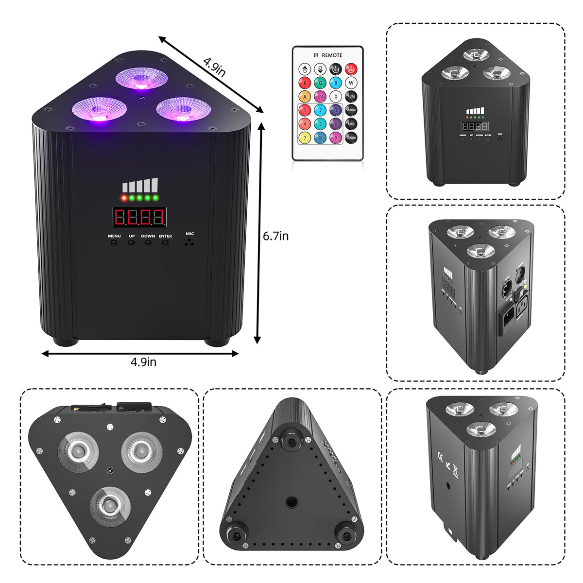 projecteur led noir moderne 12w 4400mahr dmx512 auto son control distant