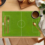tapis table moderne vert terrain football adhésif cuillère fourchette couteau tasse soucoupe livre vase