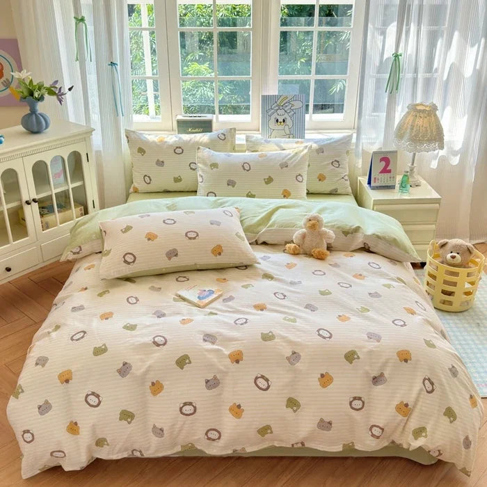 ensemble literie floral vintage 100 coton blanc rose vert bleu beige
