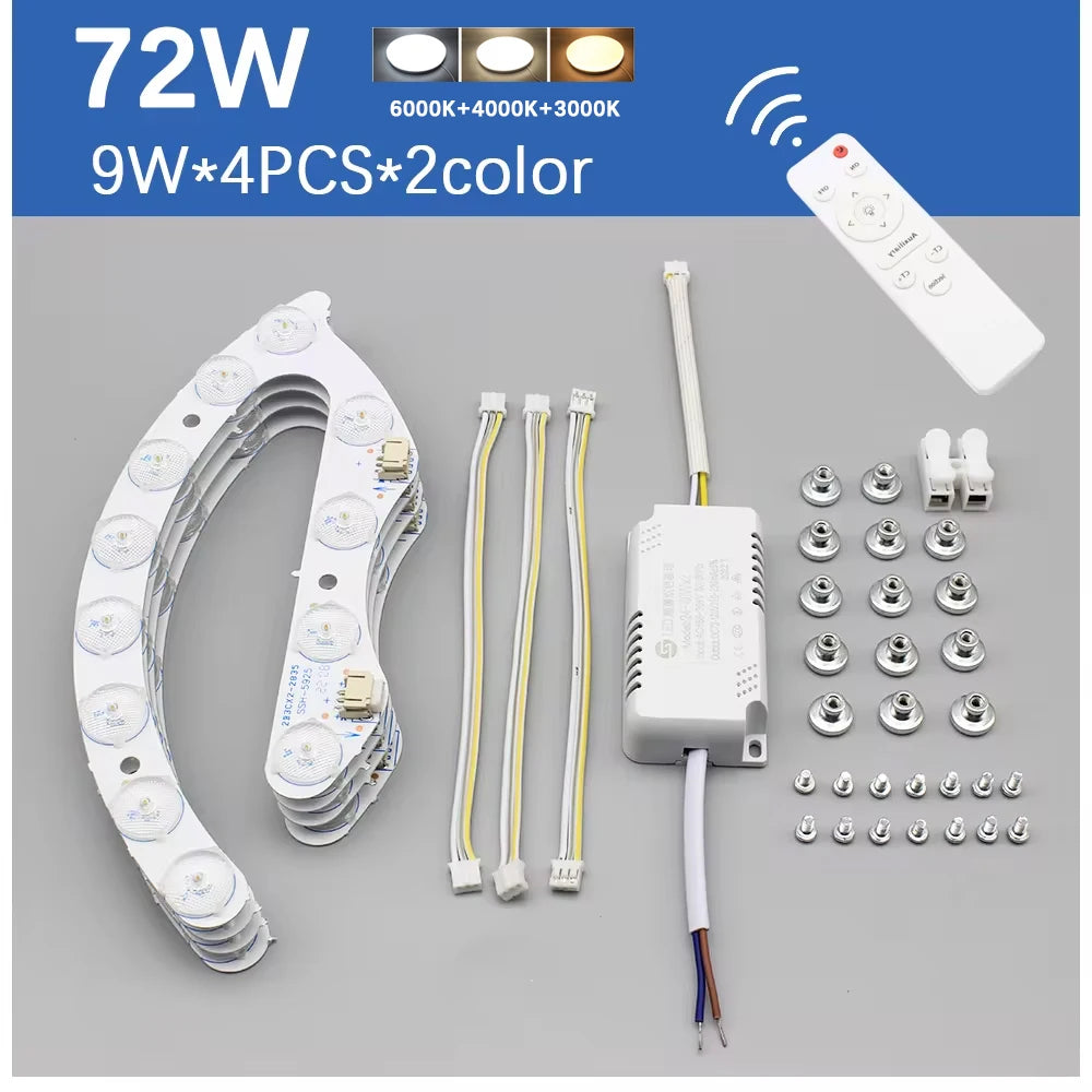 Module LED blanc moderne 72W 96W aimants remote control tricolore 220V