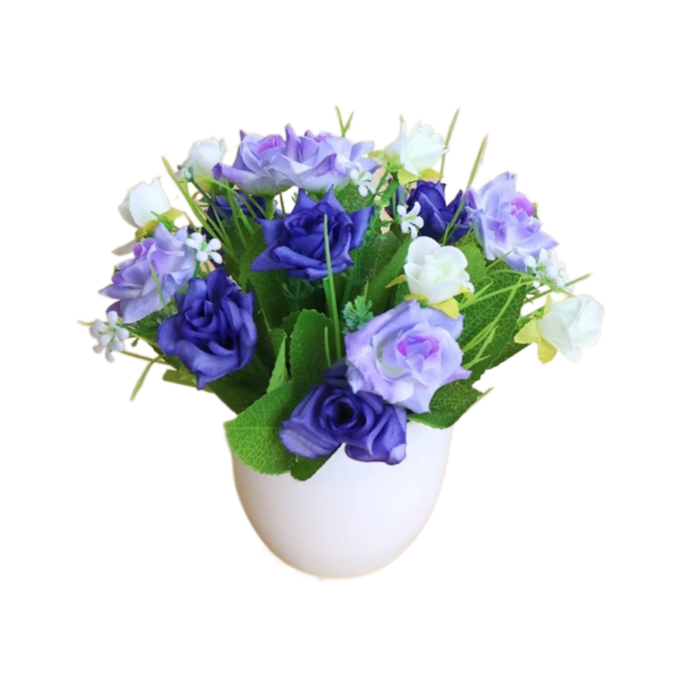 Bouquet artificiel rose blanc bleu jaune violet feuilles vertes décoration intérieure moderne minimaliste