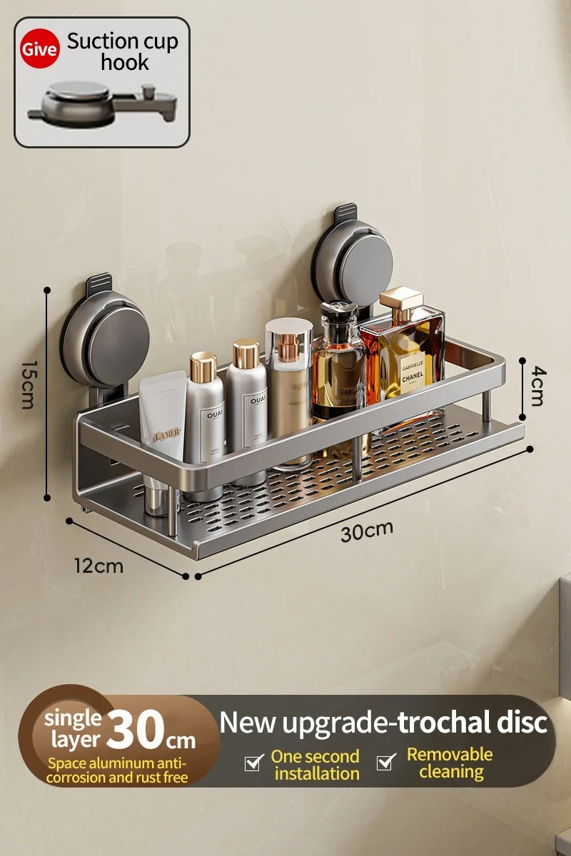 étagère salle bain moderne gris perforée adhésive aluminium crochets fixationsINCT: titre été ajusté respecter