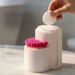 boîte rangement coton tiges tampons blanc rayures moderne minimaliste