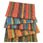 tissu ethnique rayures géométriques orange vert bleu marron noir boho chic rapide respirant abrasion