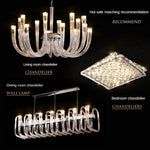 lustre contemporain transparent tubulaire suspension salon chambre ampoules led 15 30mètres carrés