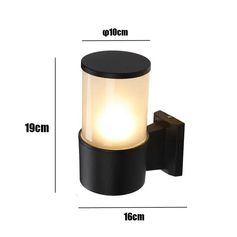 lampe murale moderne éclairage quotidien 12W LED étanche noir fixée mur entrée chambre étude