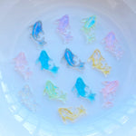 poissons résine colorés transparents violet bleu jaune rose 8x15mm figurines scrapbook nail art decoration