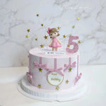 décoration gâteau anniversaire fille figurines animées résine rubans étoiles dorées lettres fleurs festives