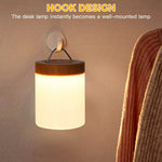 lampe table blanc finition bois moderne minimaliste crochet mural bouton tactile lumière ambiante changeante