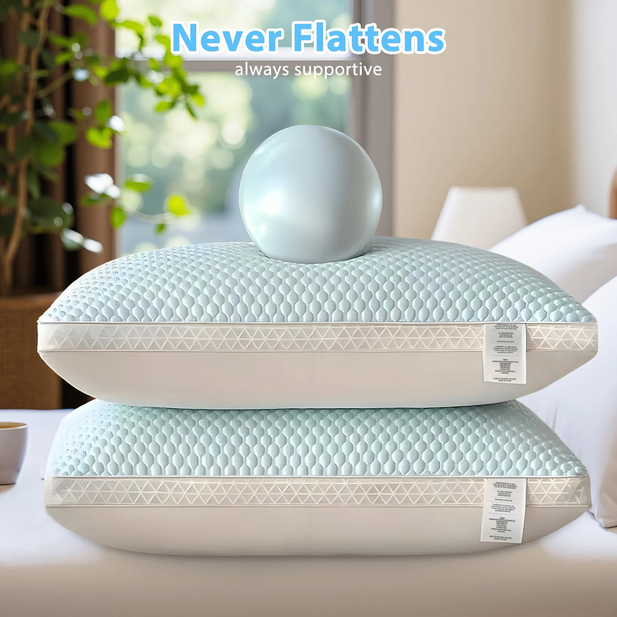 oreiller doux blanc bleu clair texture géométrique moderne lavable machine support cervical