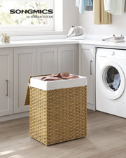 panier linge pliable tressé couvercle amovible sac blanc rustique moderne chambre salon