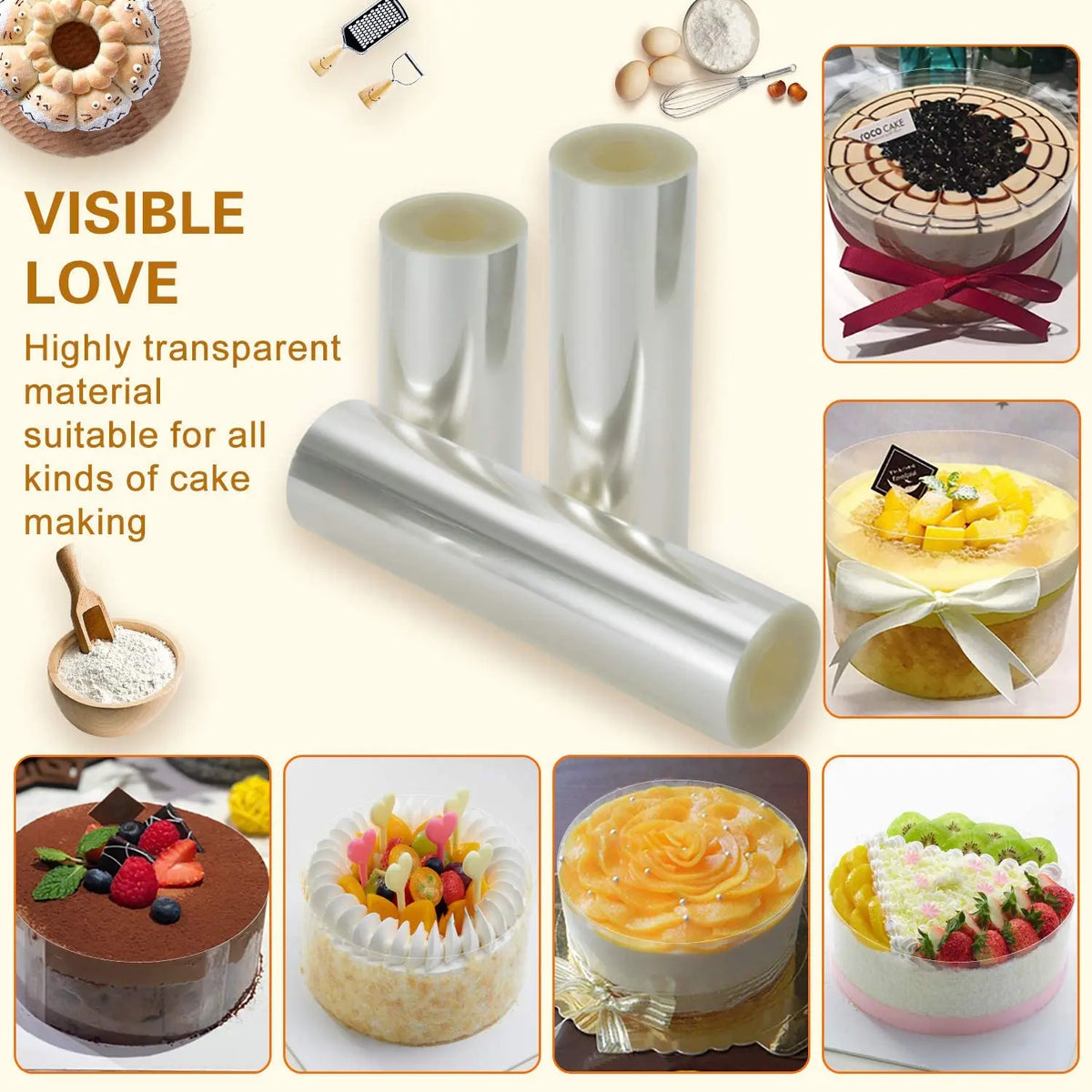 film protection gâteau transparent adhésif cake decorating mousse bord environnant moderne utilitaire