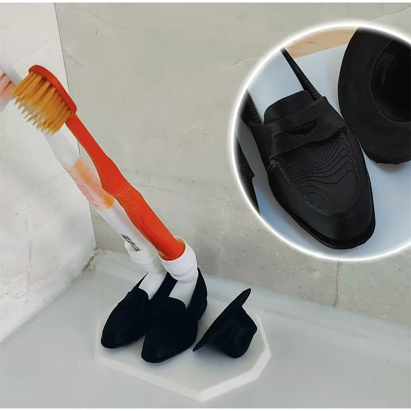 support brosse dents pieds mocassins chapeau noir blanc orange decoratif humorous erotique collection adultes