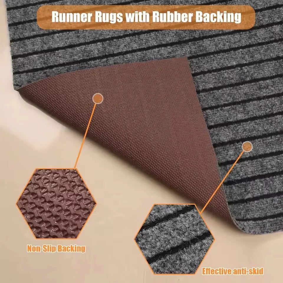 tapis anti dérapant moderne gris foncé rayures horizontales imperméable extérieur buanderie porte sol