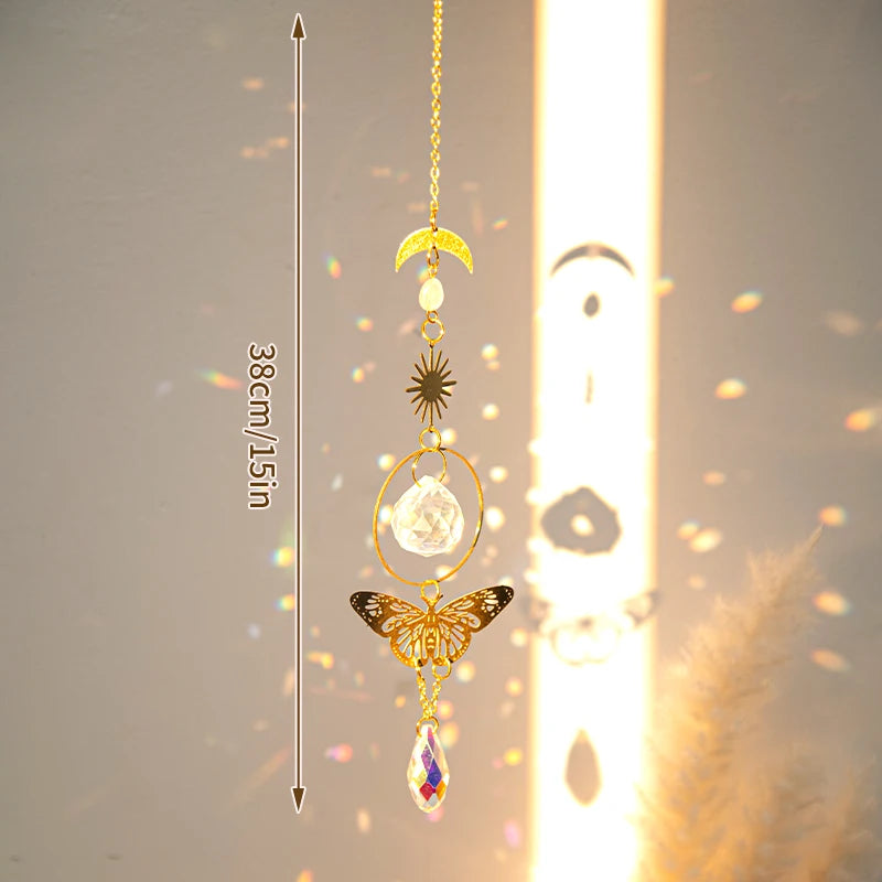 suspension décorative cristal papillon étoile anneau or blanc translucide vortex romantique pastorale