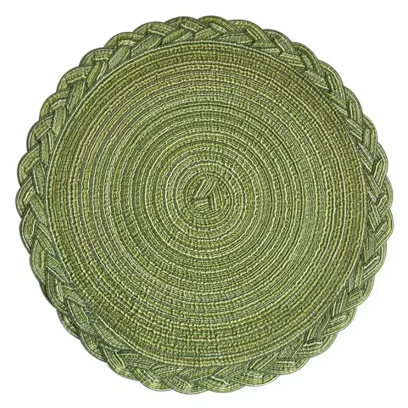 lot quatre tapis table ronds tressés boho rustique décoration maison
