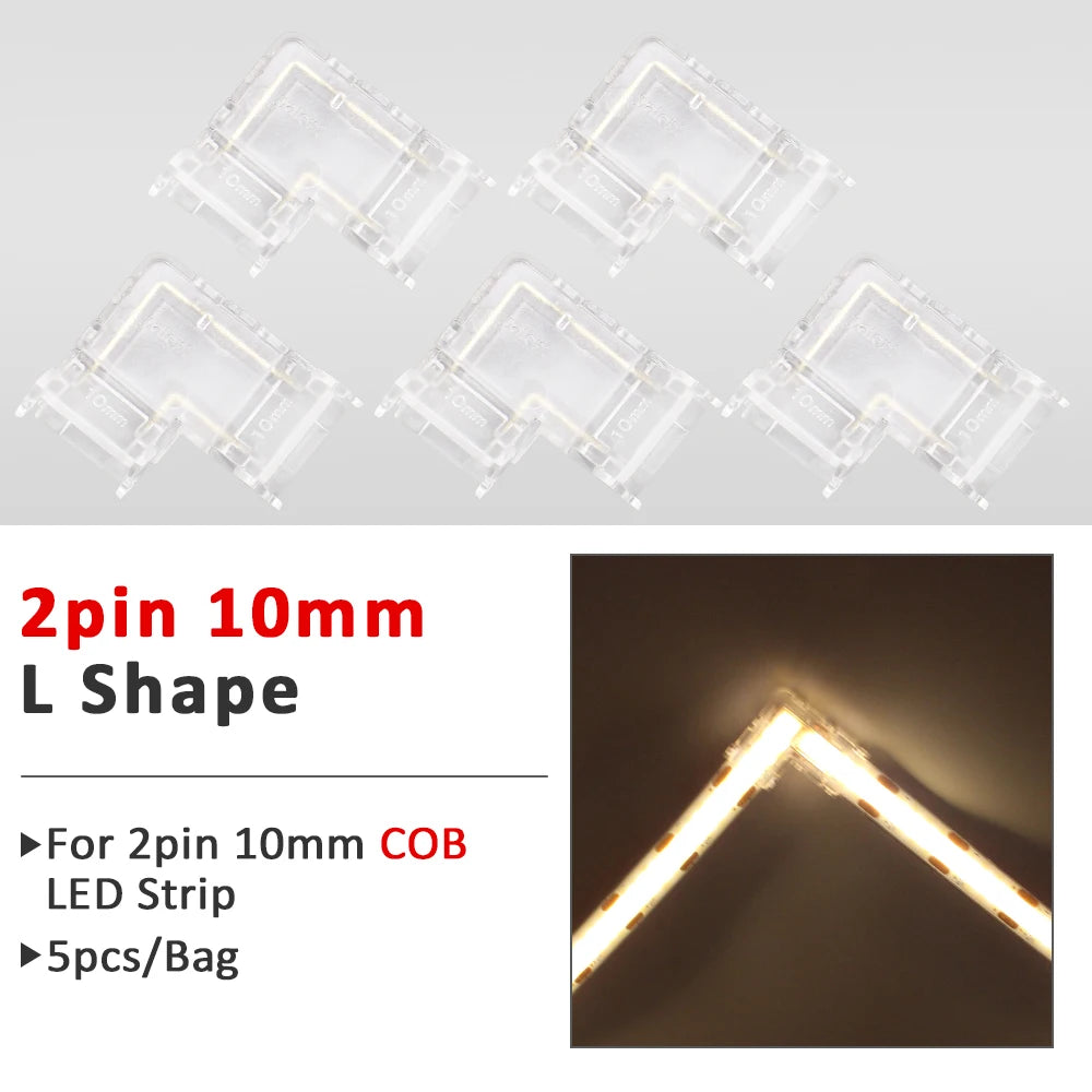 connecteurs ruban led cob smd transparent modernes adhésifs 5mm 8mm 10mm(rgb cct)