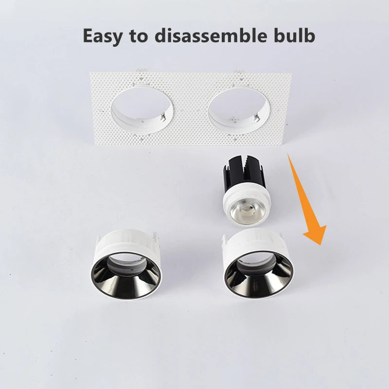 lot spots led encastrés blanc grille hexagonale anti reflet réglable moderne