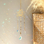 mobile solaire cristal lune étoiles fleurs décoration jardin intérieur suspendu boho romantique argent doré