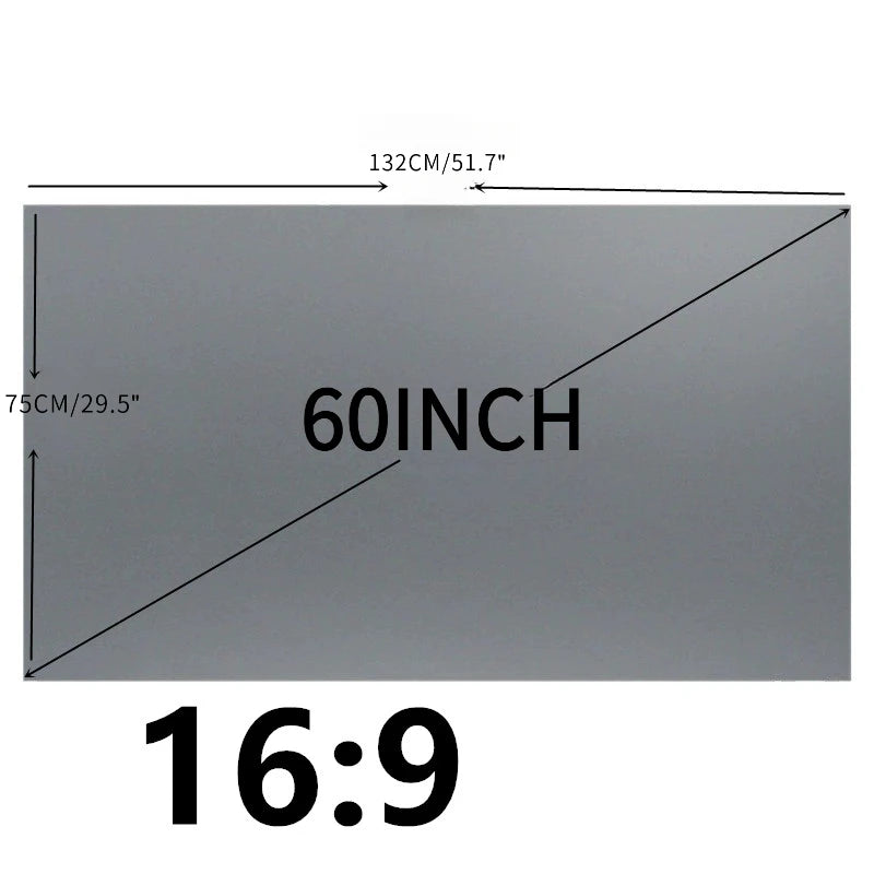 rideau projecteur gris moderne verre velcro portable hd 60 133 pouces