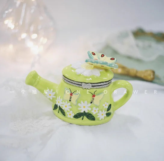 boîte bijoux céramique vintage carrousel chat violon théière maison noël