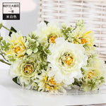 bouquet fleurs artificielles rose pivoine gypsophila mariage anniversaire décoration intérieureextérieur 30cm