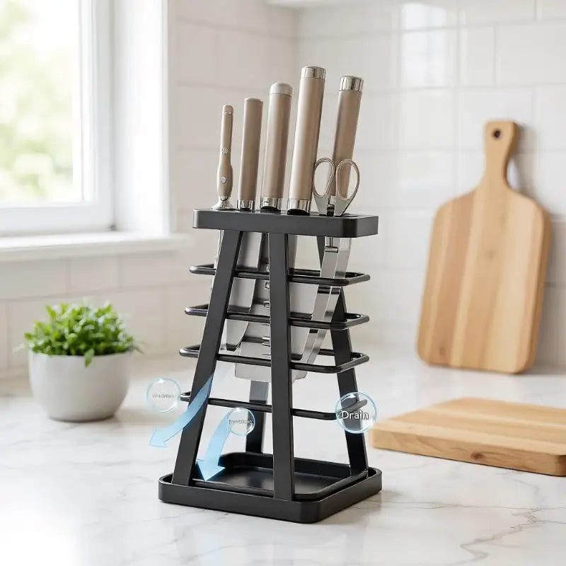 ensemble couteaux cuisine noir gris moderne clips drainagescrição générale demandée mais informations visuelles fournies