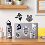 sticker adhésif waterproof loup paysage nocturne visage féminin motifs géométriques multi couleur art numérique