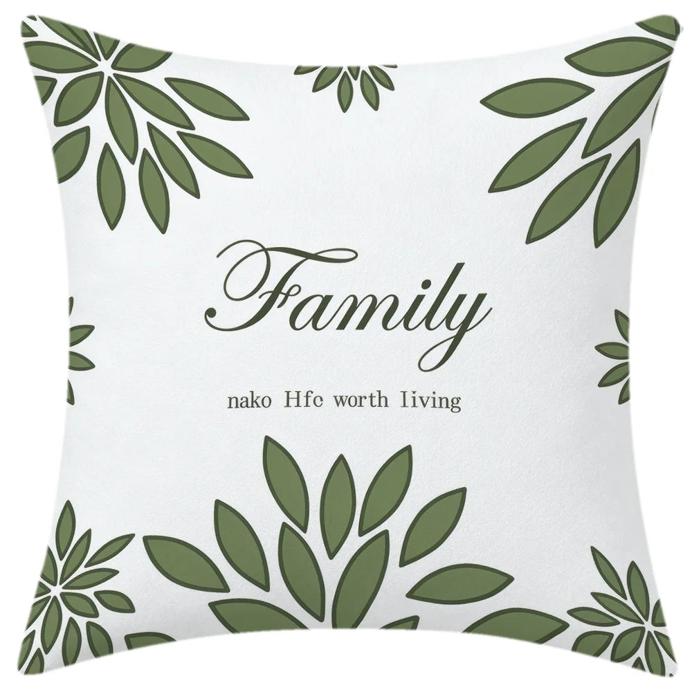 lot housses coussin vert clair motifs géométriques modernes salon maison