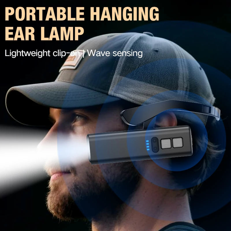 lampe frontale portable clip on noir moderne compact indicateur charge
