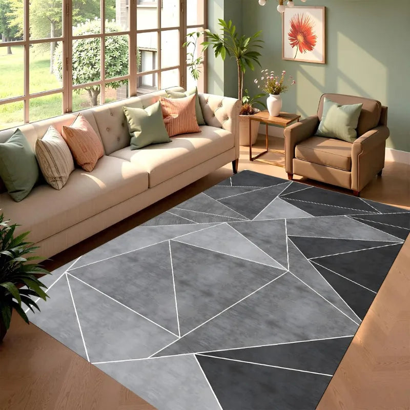 tapis moderne gris noir géométrique polyester antidérapant résistant extérieur 30x50cm 40x60cm