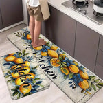 tapis cuisine antidérapant citron feuilles kitchen extérieur polyester rustique vintage
