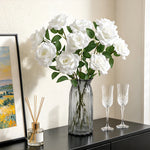 bouquet roses artificielles blanches vase cube decoration maison mariage anniversaireintérieur