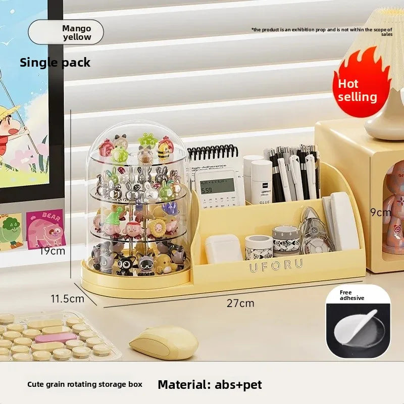 boîte rangement multi niveaux rose clair motifs animaux modernes figurines mignonnes plastique opaque