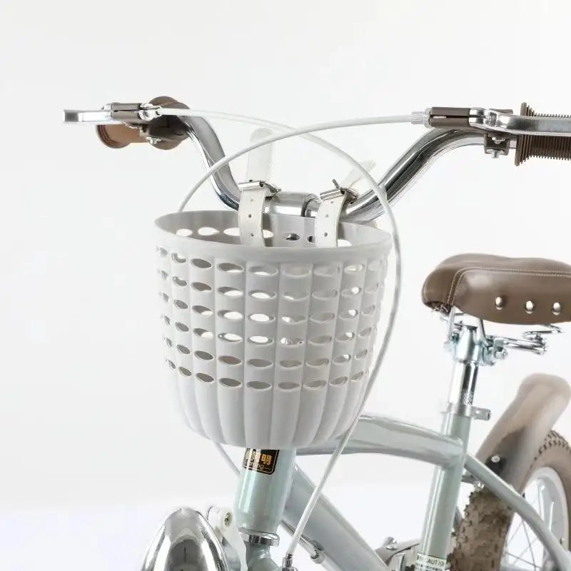 panier vélo enfant orange rose blanc perforé moderne ceinture cuir fixé clip