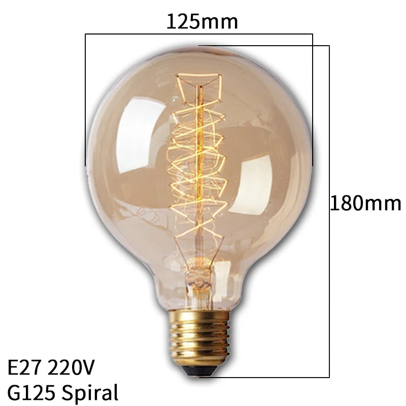 ampoules filament transparentes spirales dorées vintage rétro salon tringles câbles noirs