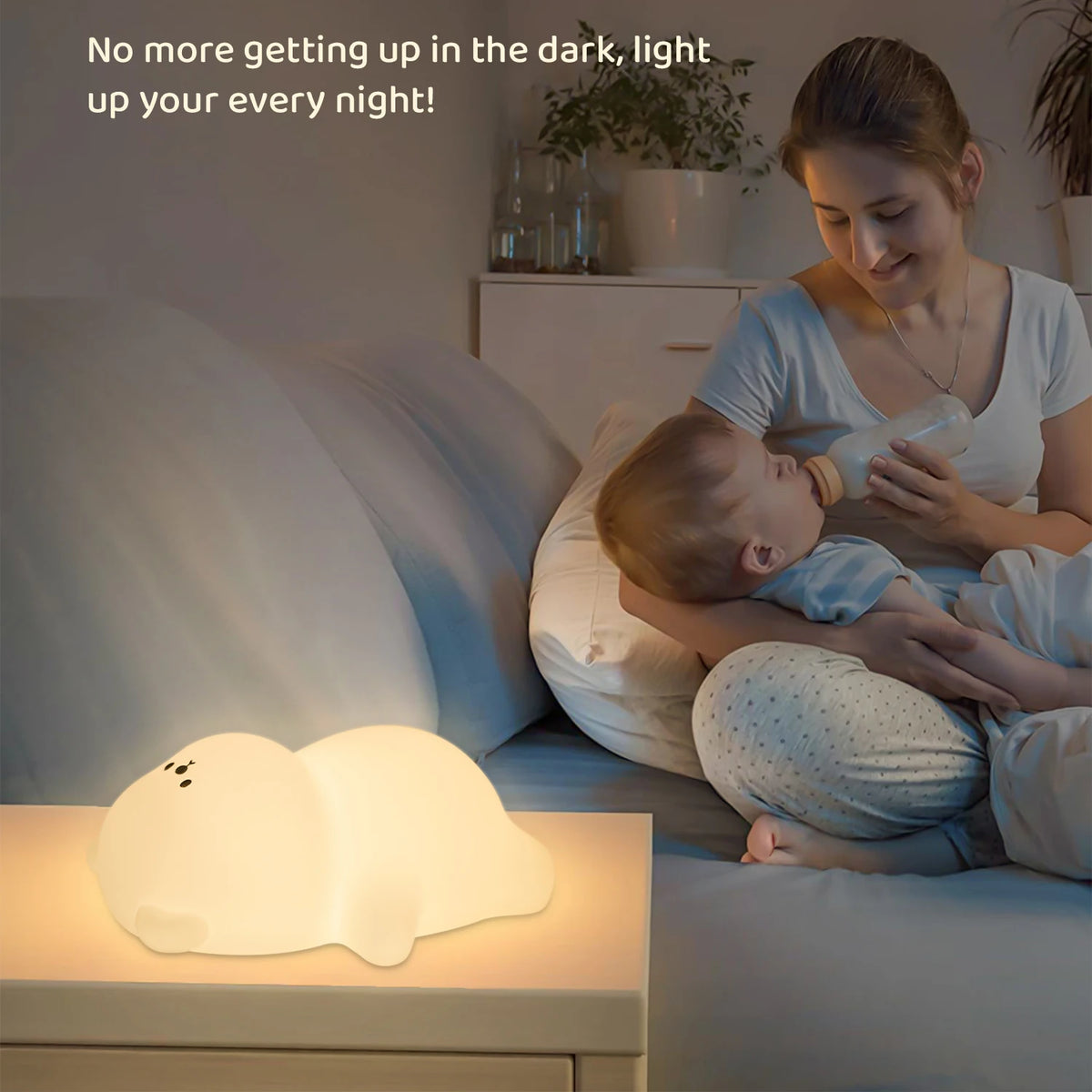 lampe chevet silicone ours blanc translucide moderne lampes nuit enfants ambiance cute flat bear