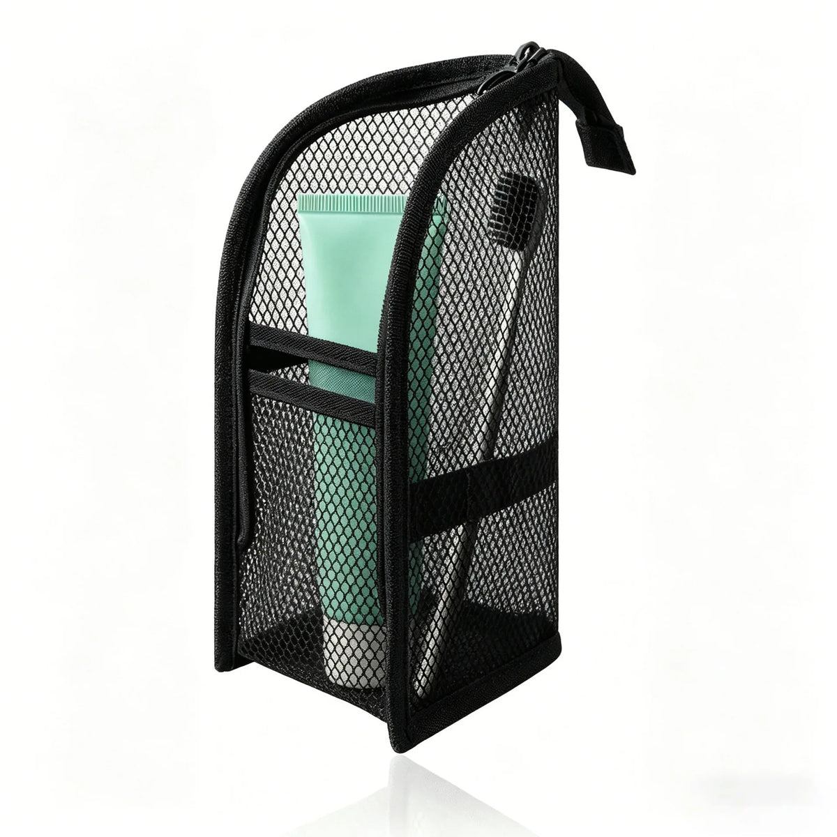 organisateur voyage toile maille eva imperméable cordon serrage brosse dents rasoir crèmes bouteille parfum