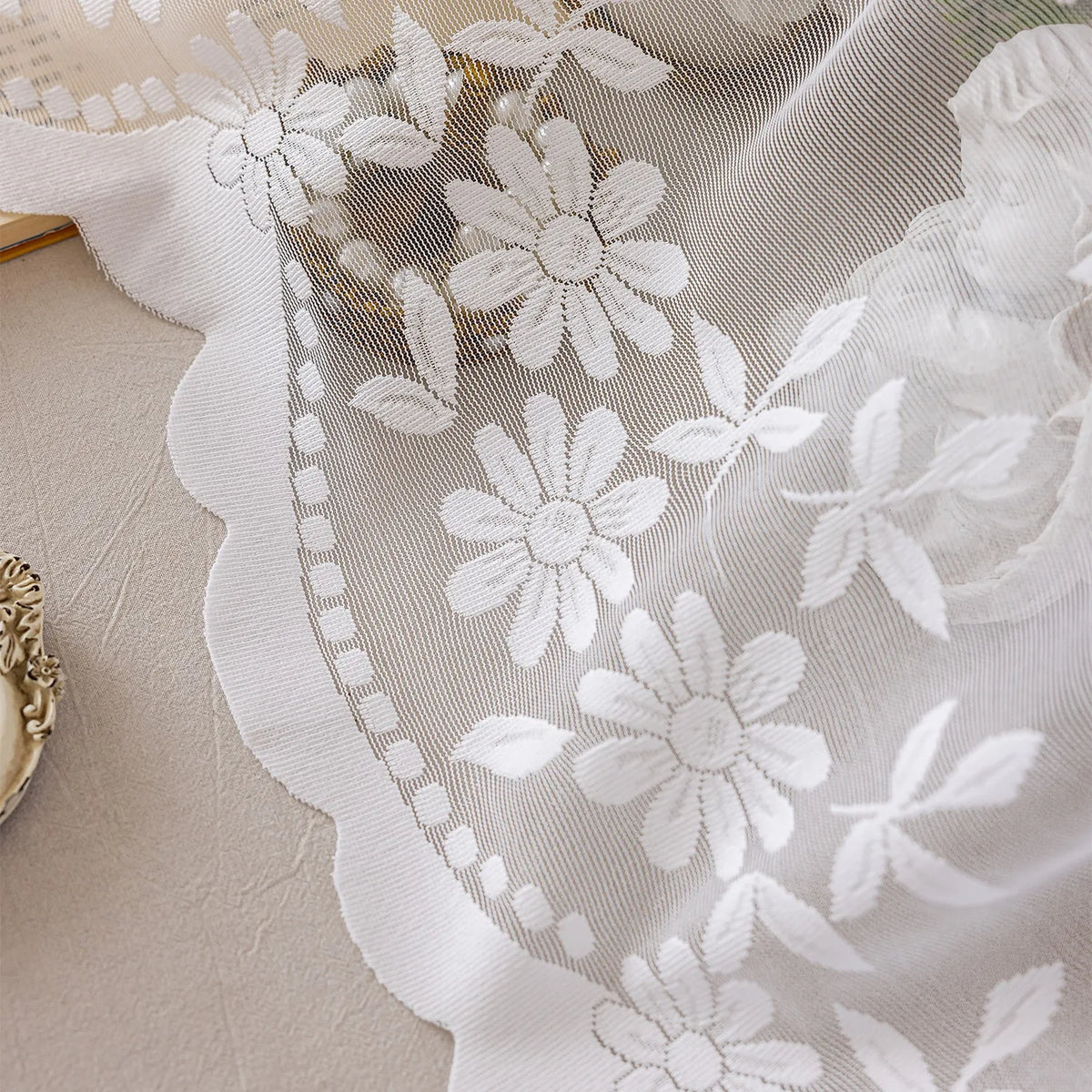 rideau blanc floral dentelle vintage fenêtre moderne maison polyester autocollant