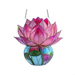 panneau suspendu multicolore acrylique mosaïque artisanal fleurs vases décoration extérieure fête ornement