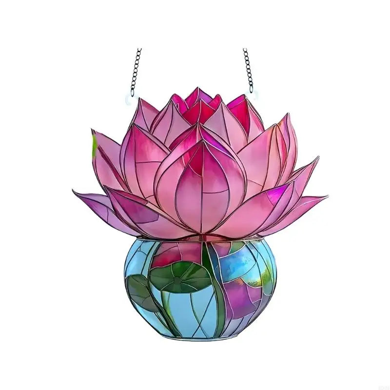 panneau suspendu multicolore acrylique mosaïque artisanal fleurs vases décoration extérieure fête ornement