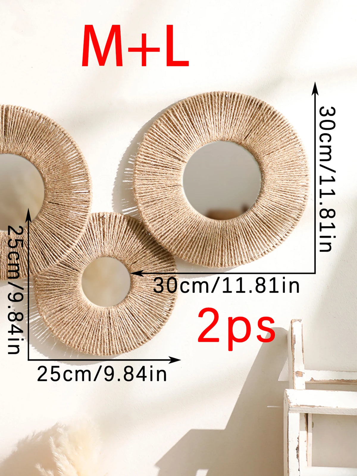 miroir mural rond tressé boho chic couleur beige noir blanc deco chambre salon